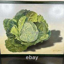 Susan R Ball Original signé 1989 Savoy Cabbage Nature morte à l'huile sur toile OOAK