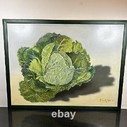 Susan R Ball Original signé 1989 Savoy Cabbage Nature morte à l'huile sur toile OOAK