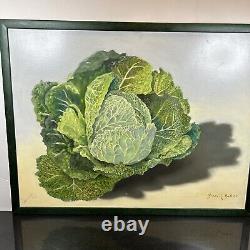 Susan R Ball Original signé 1989 Savoy Cabbage Nature morte à l'huile sur toile OOAK