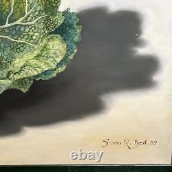 Susan R Ball Original signé 1989 Savoy Cabbage Nature morte à l'huile sur toile OOAK