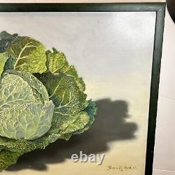 Susan R Ball Original signé 1989 Savoy Cabbage Nature morte à l'huile sur toile OOAK