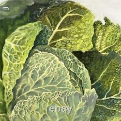 Susan R Ball Original signé 1989 Savoy Cabbage Nature morte à l'huile sur toile OOAK