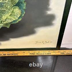 Susan R Ball Original signé 1989 Savoy Cabbage Nature morte à l'huile sur toile OOAK