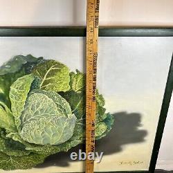 Susan R Ball Original signé 1989 Savoy Cabbage Nature morte à l'huile sur toile OOAK