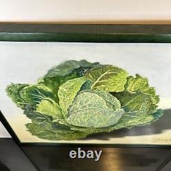 Susan R Ball Original signé 1989 Savoy Cabbage Nature morte à l'huile sur toile OOAK