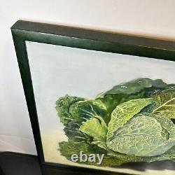 Susan R Ball Original signé 1989 Savoy Cabbage Nature morte à l'huile sur toile OOAK