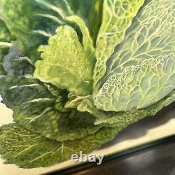 Susan R Ball Original signé 1989 Savoy Cabbage Nature morte à l'huile sur toile OOAK