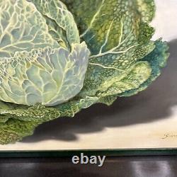 Susan R Ball Original signé 1989 Savoy Cabbage Nature morte à l'huile sur toile OOAK