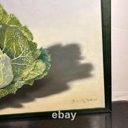 Susan R Ball Original signé 1989 Savoy Cabbage Nature morte à l'huile sur toile OOAK