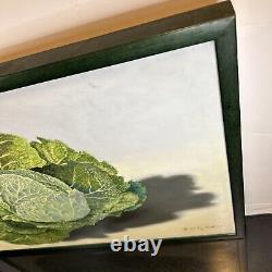 Susan R Ball Original signé 1989 Savoy Cabbage Nature morte à l'huile sur toile OOAK