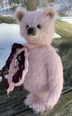 Tanya Shkuropadska Ukrainian Artist One-of-a-kind Pink Mohair Bear Bessie