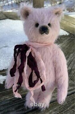 Tanya Shkuropadska Ukrainian Artist One-of-a-kind Pink Mohair Bear Bessie