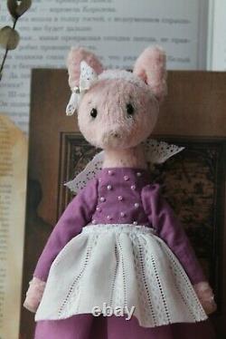 Teddy Handmade Intérieur Jouet Collectable Cadeau Animal Doll Ooak Pig Piggy Piglet