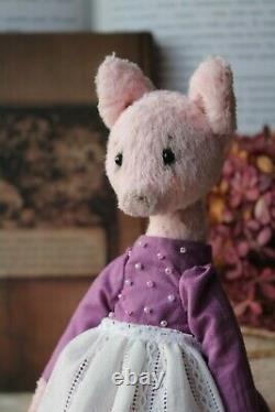 Teddy Handmade Intérieur Jouet Collectable Cadeau Animal Doll Ooak Pig Piggy Piglet