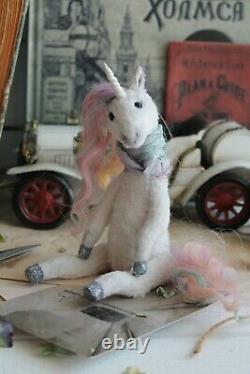 Teddy Handmade Intérieur Jouet Collectionnable Cadeau Animal Doll Ooak Unicorn Fairy