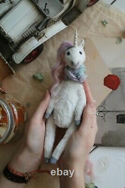 Teddy Handmade Intérieur Jouet Collectionnable Cadeau Animal Doll Ooak Unicorn Fairy