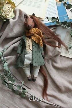 Teddy Handmade Interior Toy Collectable Gift Animal Ooak Horse Coat Doll Décor