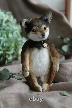 Teddy Handmade Toy Collectable Gift Animal Ooak Dog Puppie Doll Décor