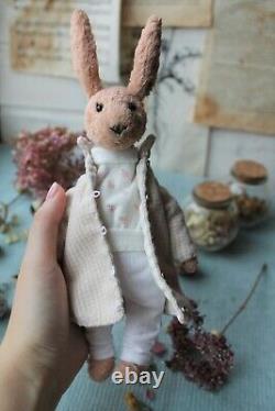 Teddy Handmade Toy Gift Ooak Doll Bear Easter Rabbit Hare Bunny Decor
