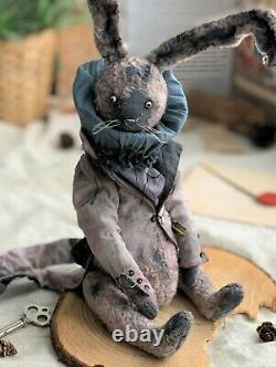 Teddy Handmade Toy Gift Ooak Doll Bear Rabbit Hare Bunny Alice Au Pays Des Merveilles