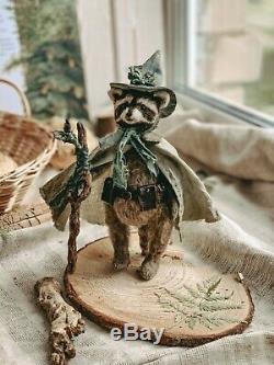 Teddy Main Toy Cadeau Assistant Collectables Poupée Ooak Raccoon Animal Mage Druide