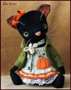 Tous les ours artistiques de Alla - Ancienne poupée d'art unique en son genre de chat - Décoration d'automne - Citrouille d'Anime japonais