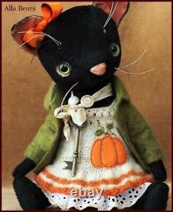 Tous les ours artistiques de Alla - Ancienne poupée d'art unique en son genre de chat - Décoration d'automne - Citrouille d'Anime japonais
