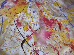 Très grande peinture abstraite faite à la main signée Ooak Free Style Paint Artist