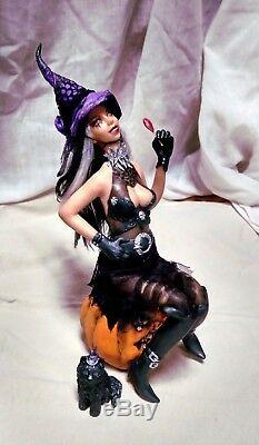 Unique Halloween Sorcière Bonbons Voleur Et Kitty Ooak Poupée Sculpture Fée Sirène
