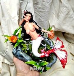 Unique Koi De Sirène D'étang Nelly De La Broche De Sculpture Miniature Poupée Fée En Beauté