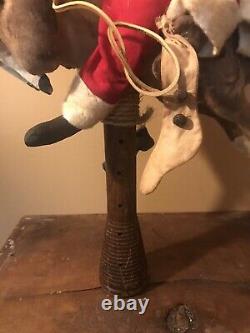 Vintage 20 Fait Main Santa Sur Flying Reindeer Artist Ooak Sur Antique Spool