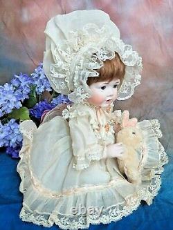 Vintage Artiste Signé Dol Tout Porcelain Bisque 12 Handmade Victorian Dress