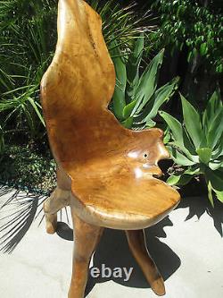 Vintage Moderne Unique Unique One-of-a-kind Solid Artist Sculpté Chair En Teck En Bois De #1