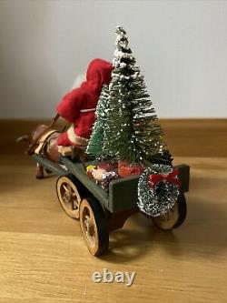 Vintage Style Allemand Santa With Wagon And Ox Handmade By Voni Artist Ooak Signé