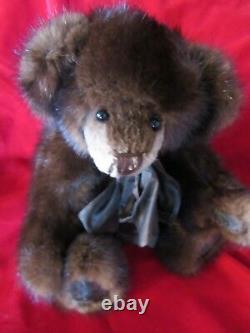 Vintage Teddy Ours 14 Real Fur Marron Mink Si Doux Artiste Main Fait Beau Cadeau