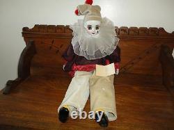Vtg Porcelaine Pierrot Clown Doll 2ft Ooak Artiste De Peinture À La Main Christine Robichaud