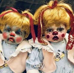 Vyckie Van Goth Lot 2 Original 22 Poupées Clown Baby Poupées Twins Twin Babies Ooak