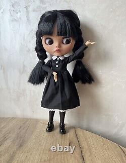 Wednesday Addams Blythe Ooak Doll, Poupée Personnalisée Fait À La Main