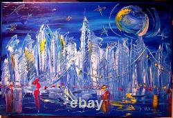 Winter City By Mark Kazav Pop Art Abstract Modern Canvas Original Trh4t